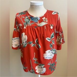 W5 by Anthropologie Floral Blouse | Size L | Boho Peasant Top